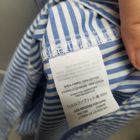 NWT J. Crew Sleeveless Striped Poplin Dress Cotton  Blue White 2x - Picture 4 of 9